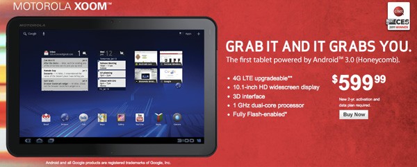 Motorola Xoom Officially Live On Verizon (Update: Also in Germany and The UK)