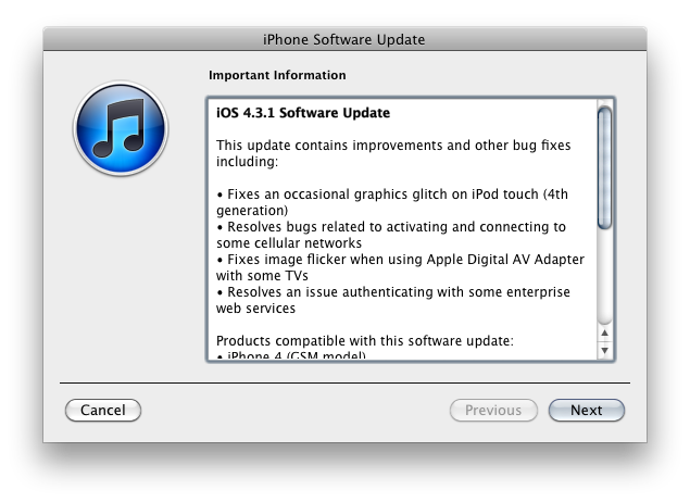 Apple Officially Releases iOS 4.3.1, Grab It Now!