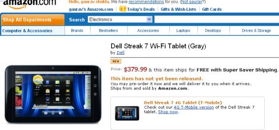 Dell Streak 7 Finally Gets a $379 WiFi-Only Version
