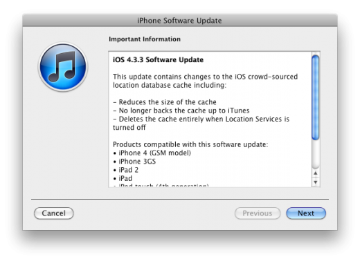 Apple Releases iOS 4.3.3 To Fix Location Tracking Problems (Update: Now Jailbroken)