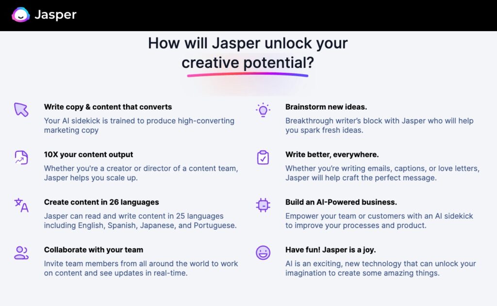 Jasper AI Features