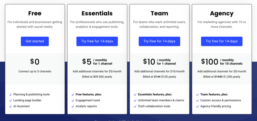 Buffer Social Media Pricing