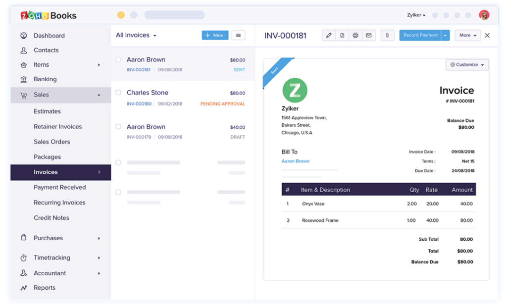 Zoho Invoice